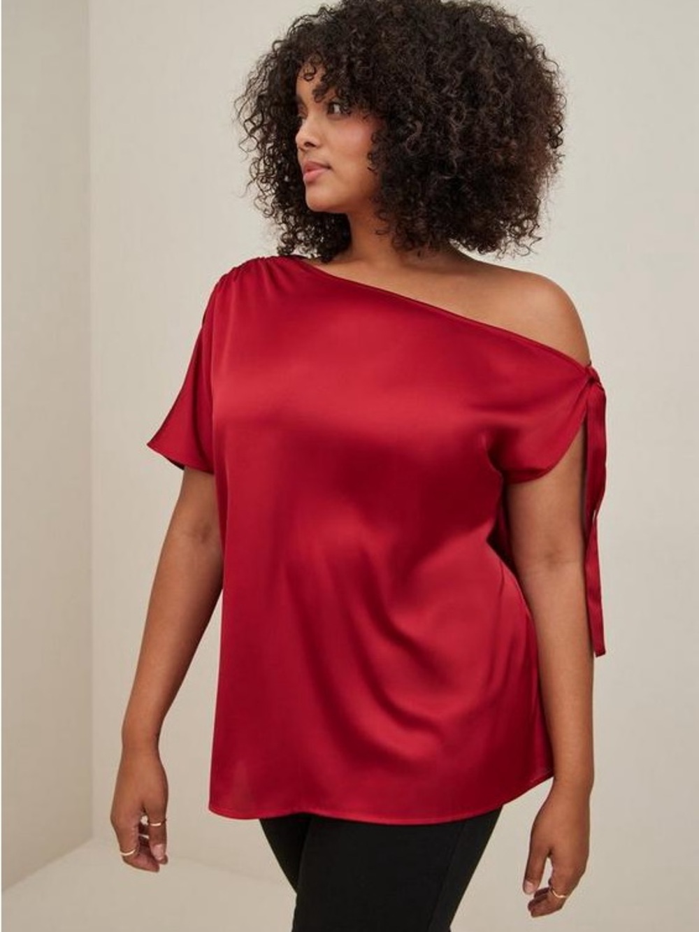 Torrid | NEW Red Satin Off-Shoulder Top, 2X